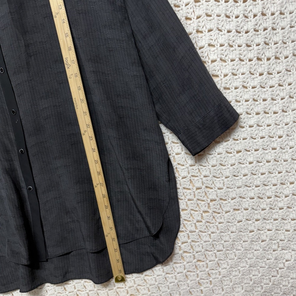 Eileen Fisher 100%Silk Shirt Top Women XL Gray Black WhimsigothFairt Button - Picture 3 of 10
